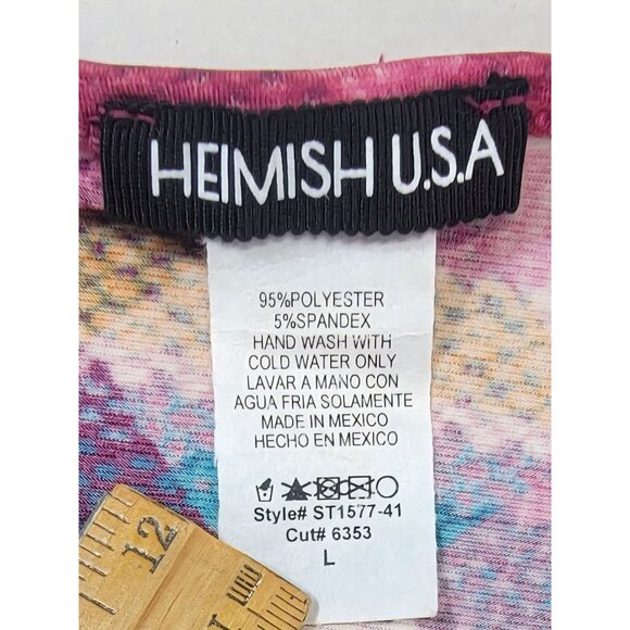 Hemish USA Top Geometric Pattern Short Sleeve Shirt Womens Size L New - Picture 3 of 4